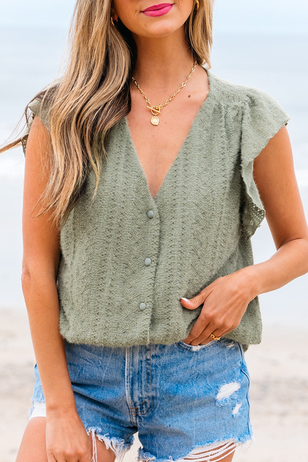 Green Flutter Top April.