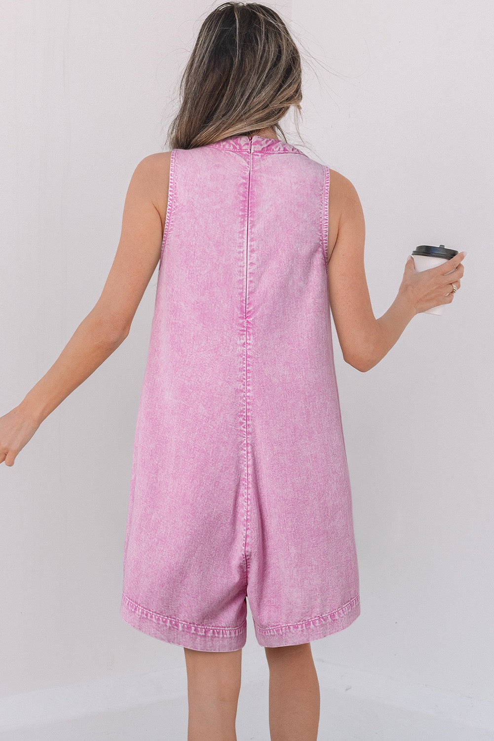 Pink Pleated Romper April.