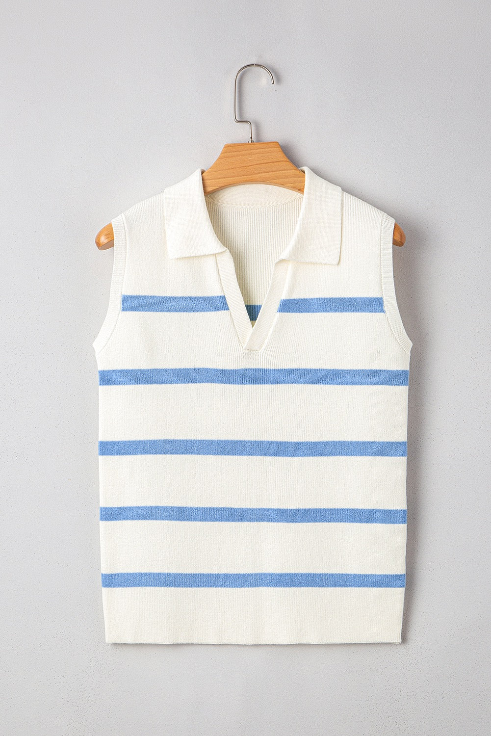 Blue Striped Collared Sweater Vest April.