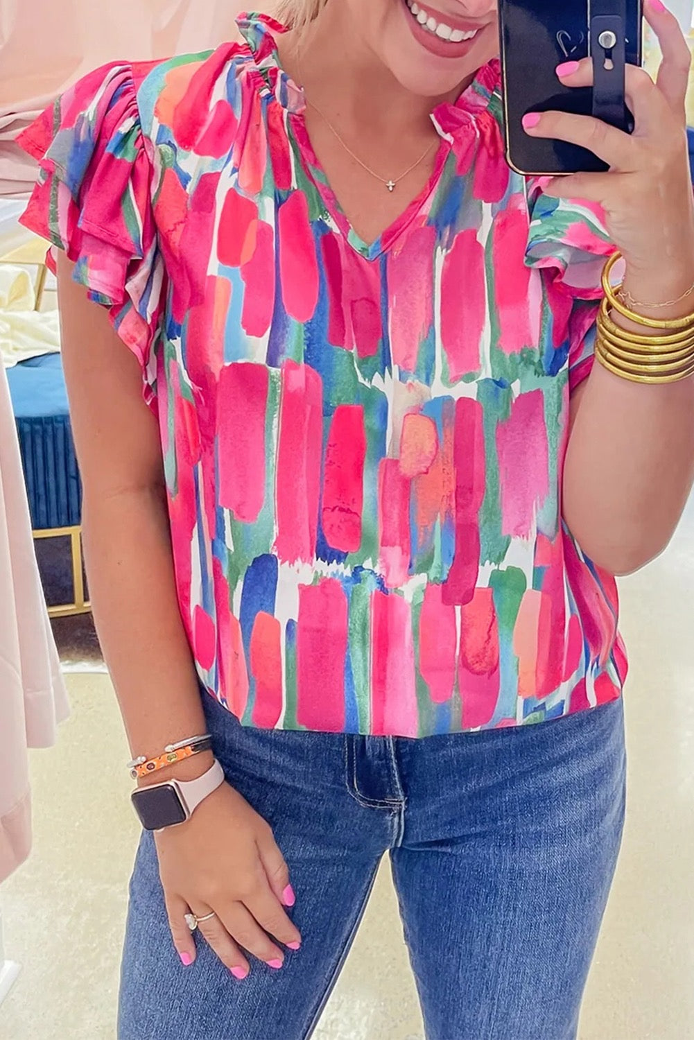 Abstract Brush Print Blouse April.