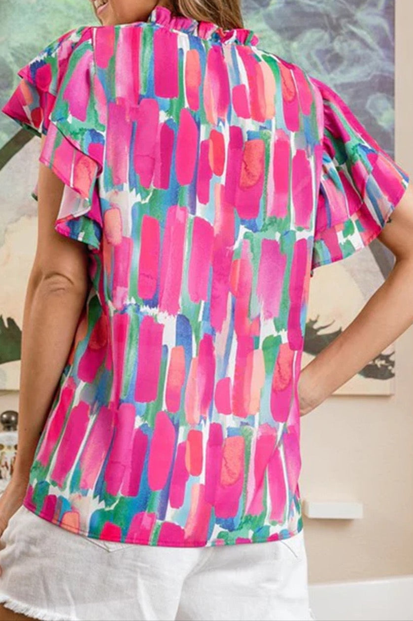 Abstract Brush Print Blouse April.