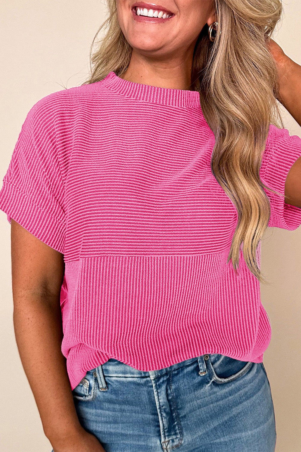 Pink Ribbed Top April.
