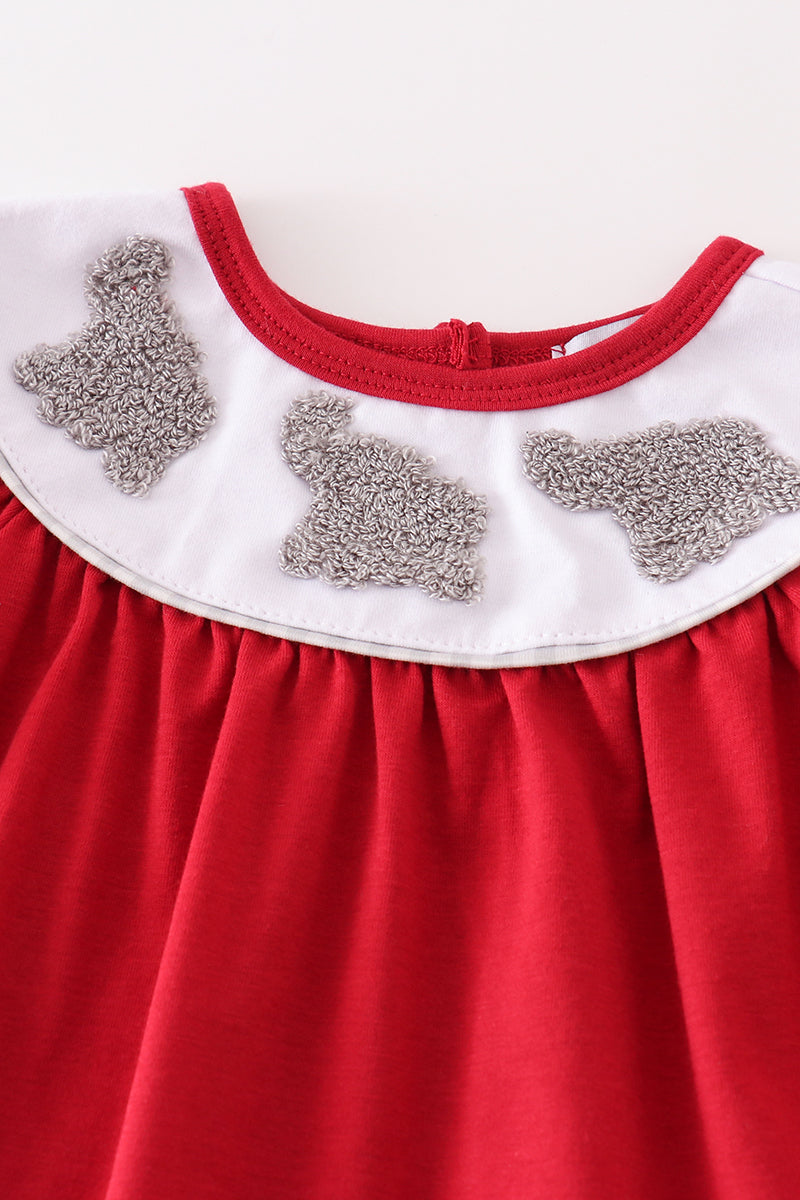 Maroon Alabama french knot baby girl set