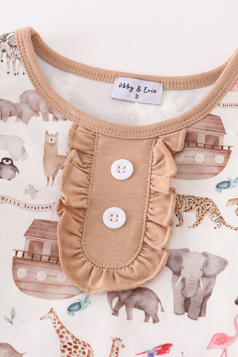 Noah's Ark animal print girl set