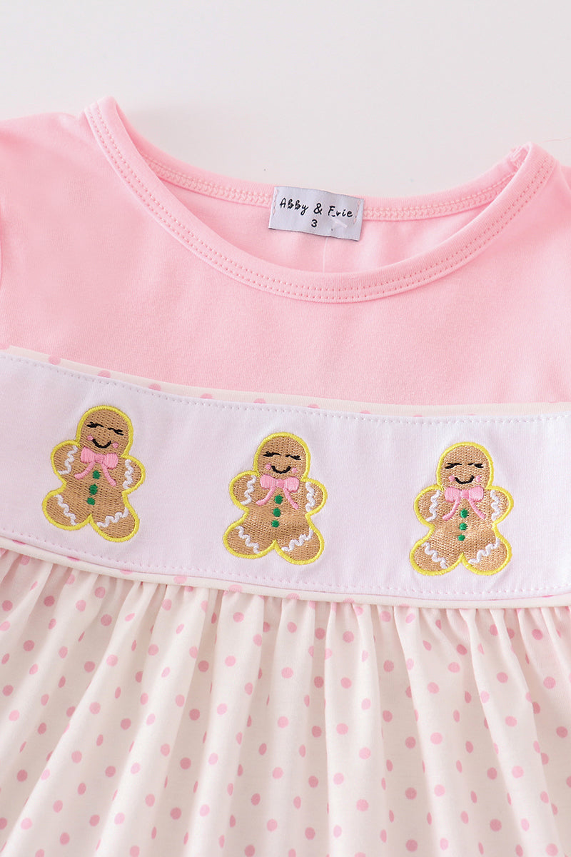 Pink gingerbread embroidery dress