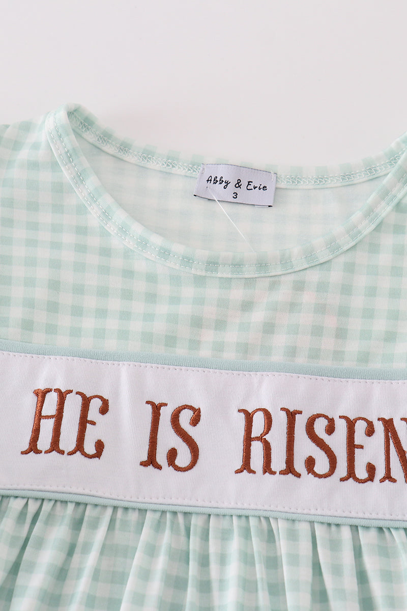 Easter he is risen embroidery girl dress