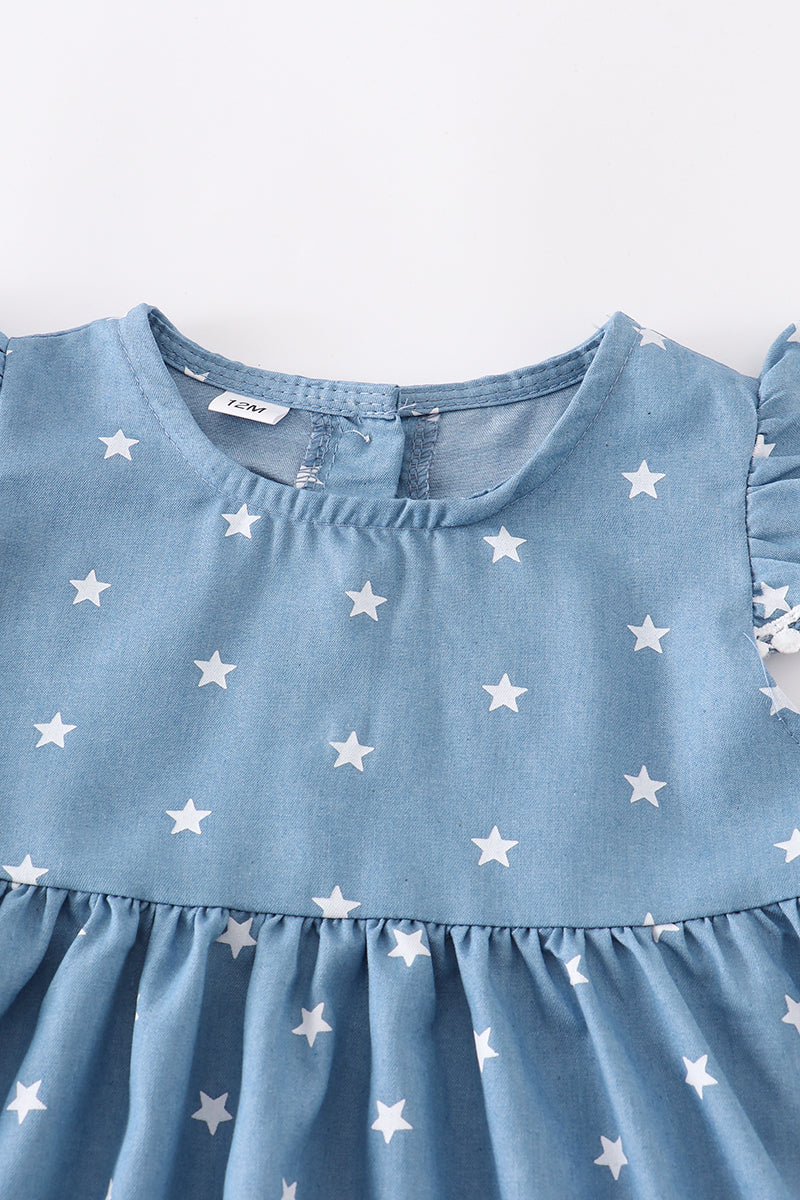 Blue star pom pom dress