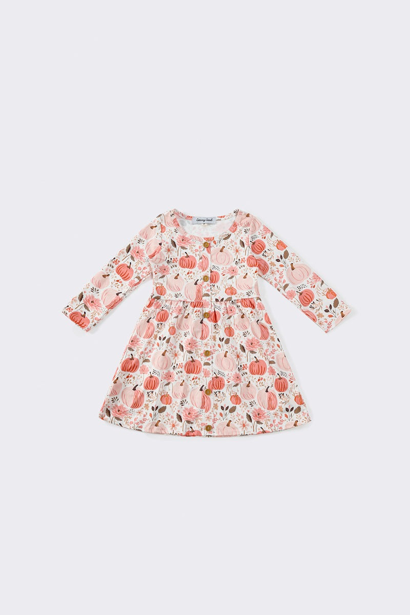 Pink pumpkin floral dress