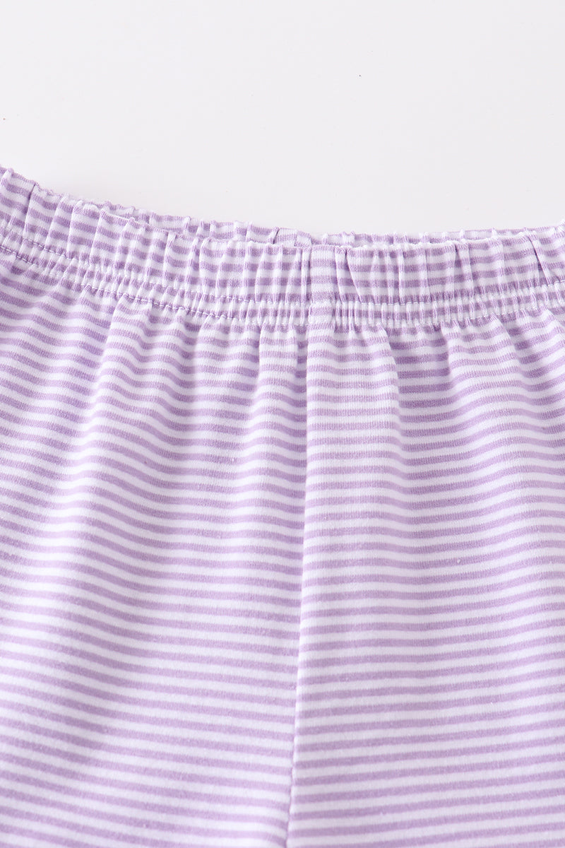 Premium Purple & white stripe basic ruffle shorts