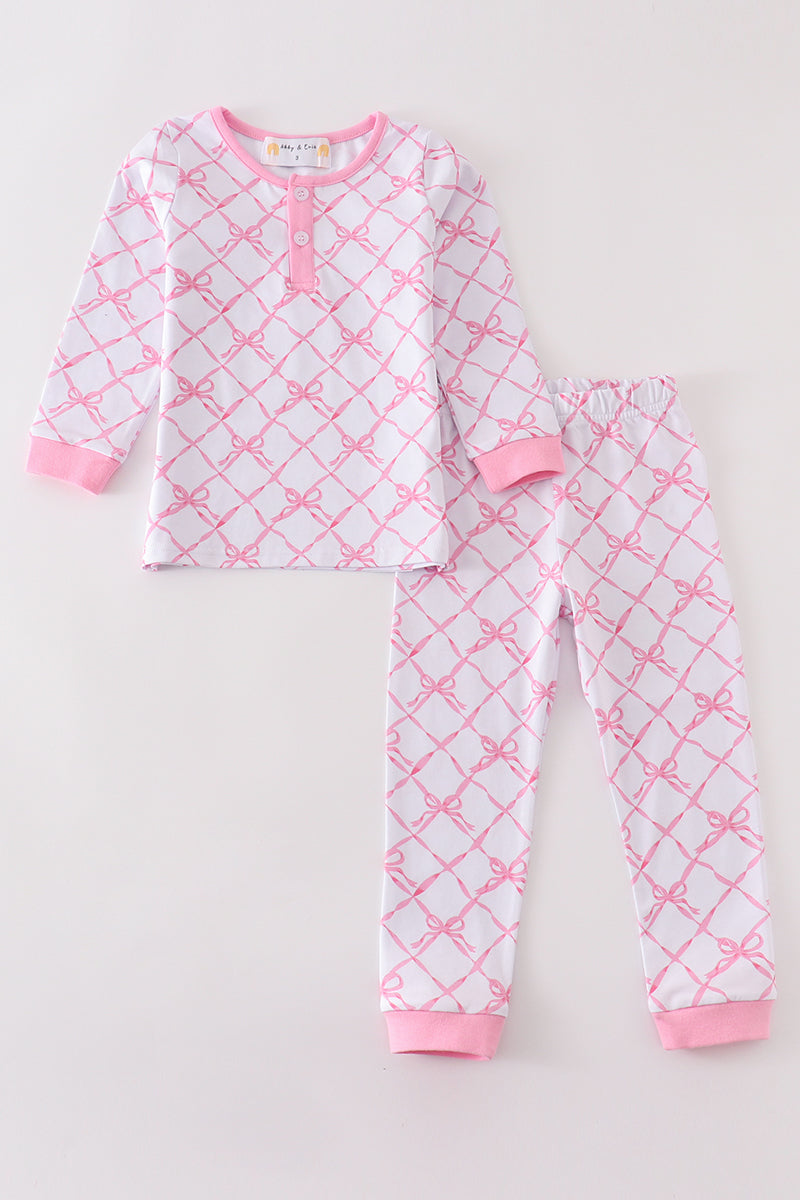 Premium Pink bow tie girl pajama set