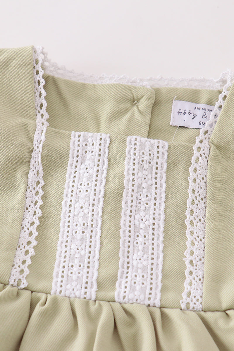 Premium Sage lace ruffle baby set