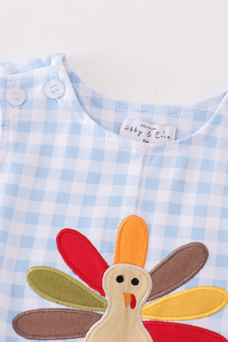 Premium Blue turkey embroidery plaid boy jonjon