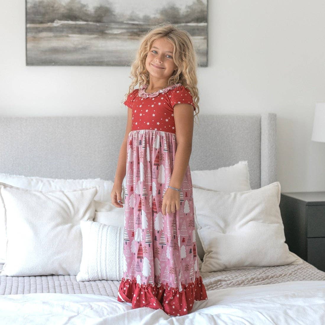 Kids Mauve Holiday Christmas Lounge Gown