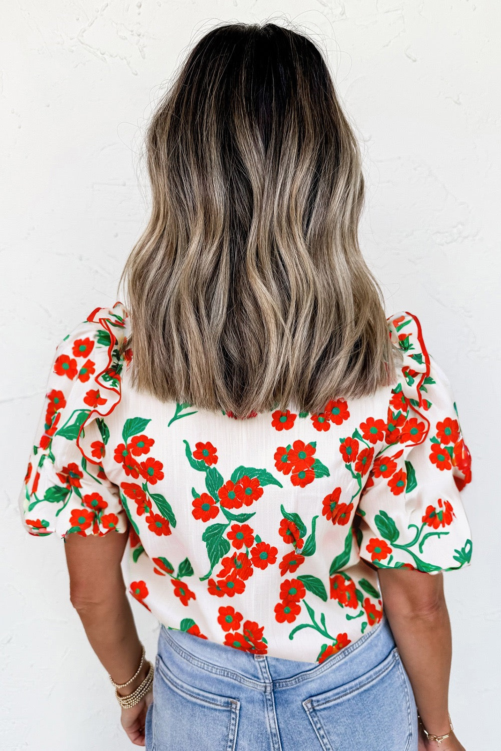 Red Floral Blouse April.