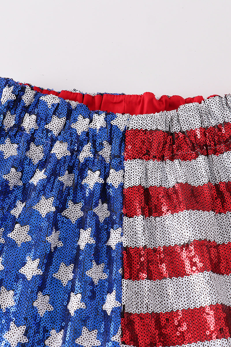 Patriotic sequin girl shorts