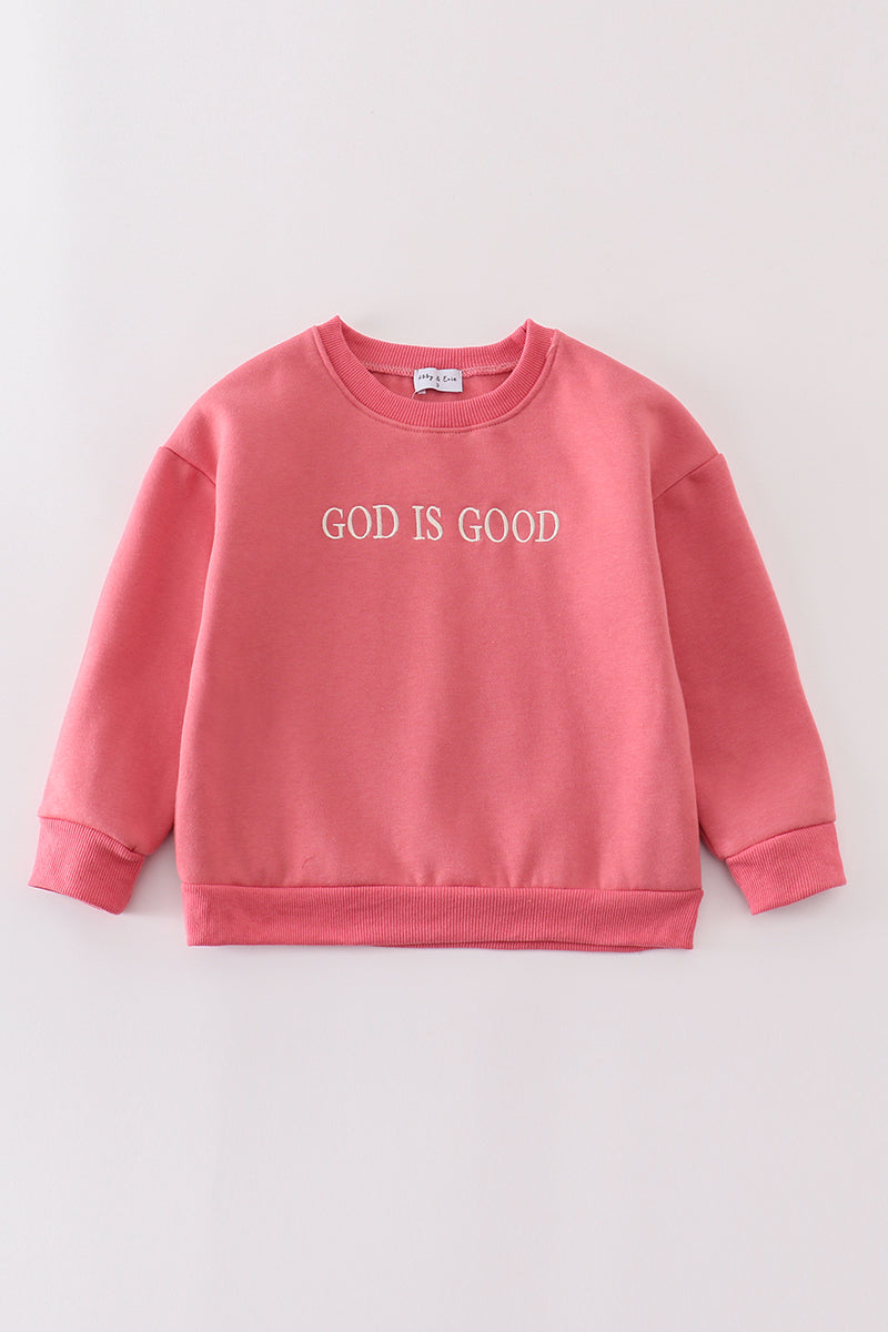 Mauve god is good embroidery mom&me fleece sweatshirt