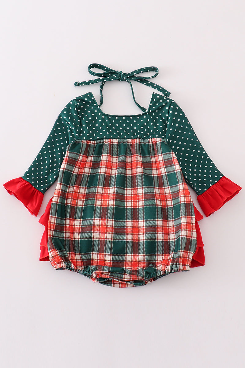 Forest merry christmas plaid girl bubble