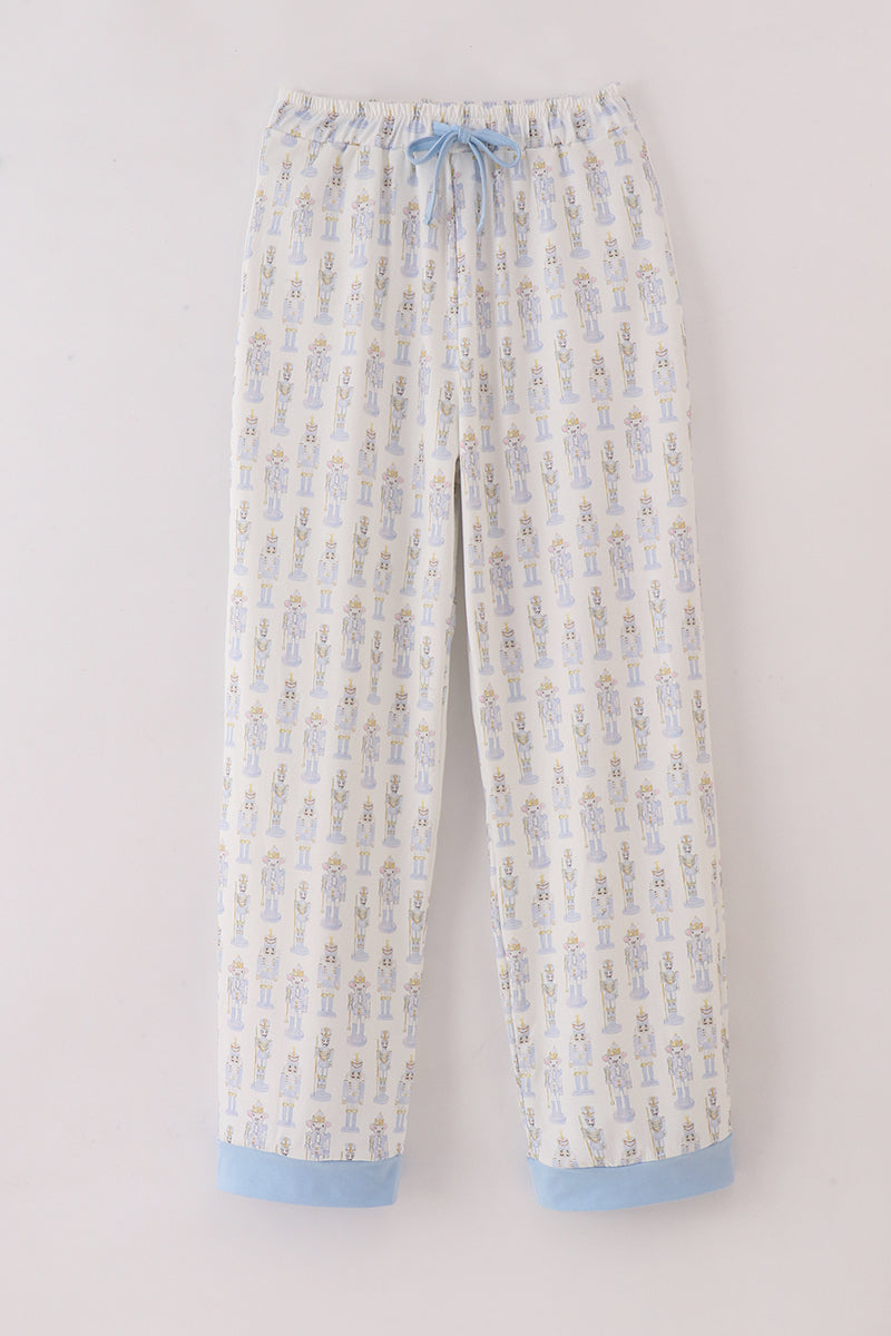 Blue nutcracker print men pajamas pants