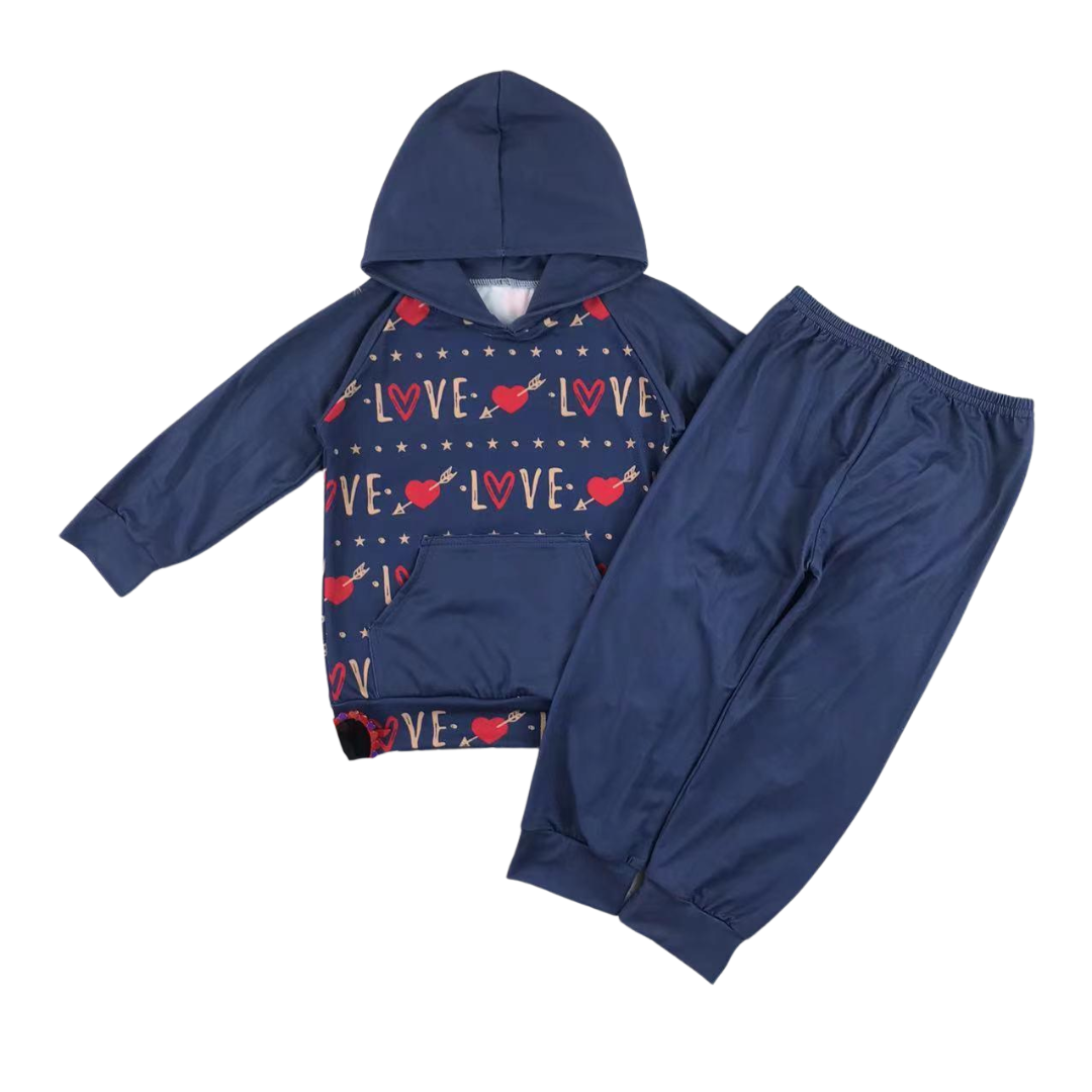 Blue Love Hooded Set