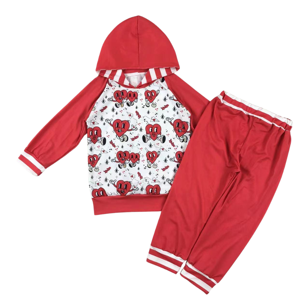 Retro Heart Hooded Set