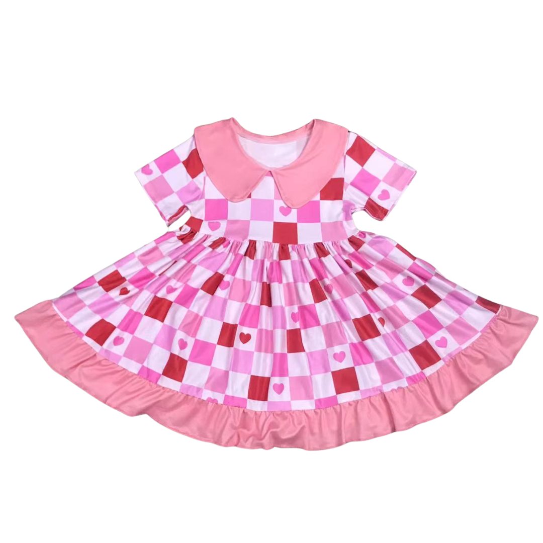 Collared Pink Chex Heart Dress