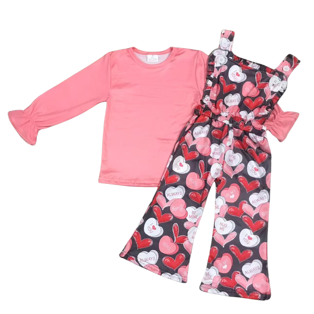 Candy Heart Pink Long Sleeve Jumpsuit