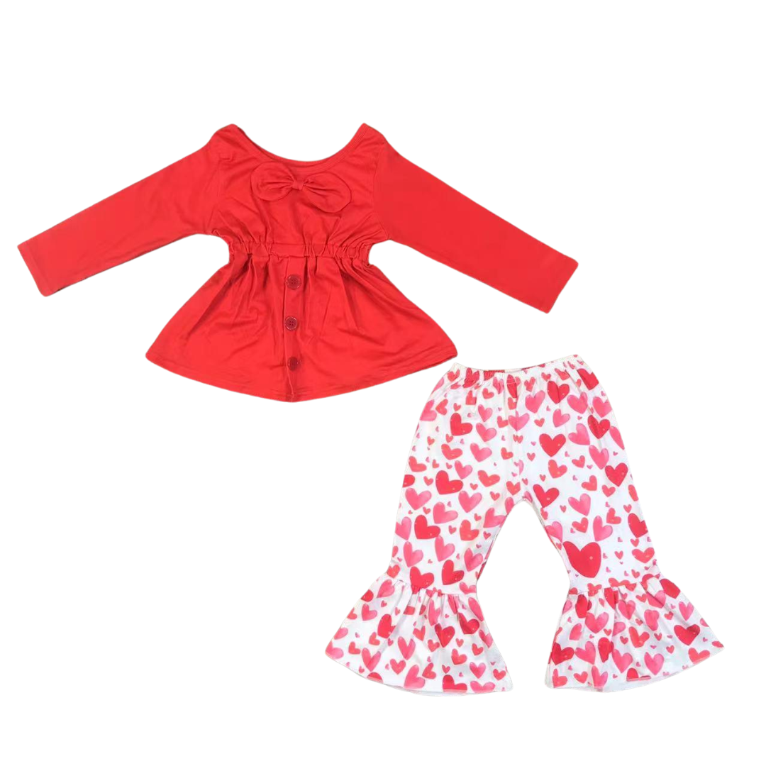 Red Long Sleeve Heart Bell Set